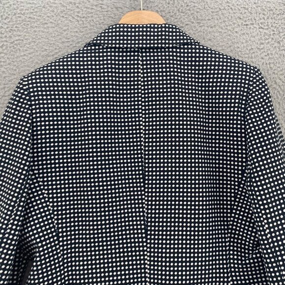 Le Suit Blazer Womens 12 Black Polka Dot Button Up Notch Lapel Jacket Pockets - Picture 4 of 9
